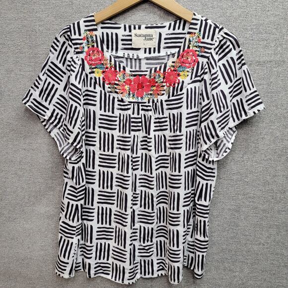 SAVANNA JANE EMBROIDERED TOP, SIZE L - Picture 2 of 7